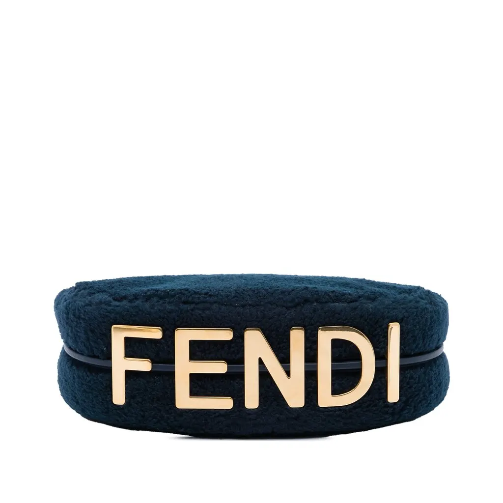 Fendi Small Shearling Fendigraphy Hobo Blue Shearling Very good - Inside View