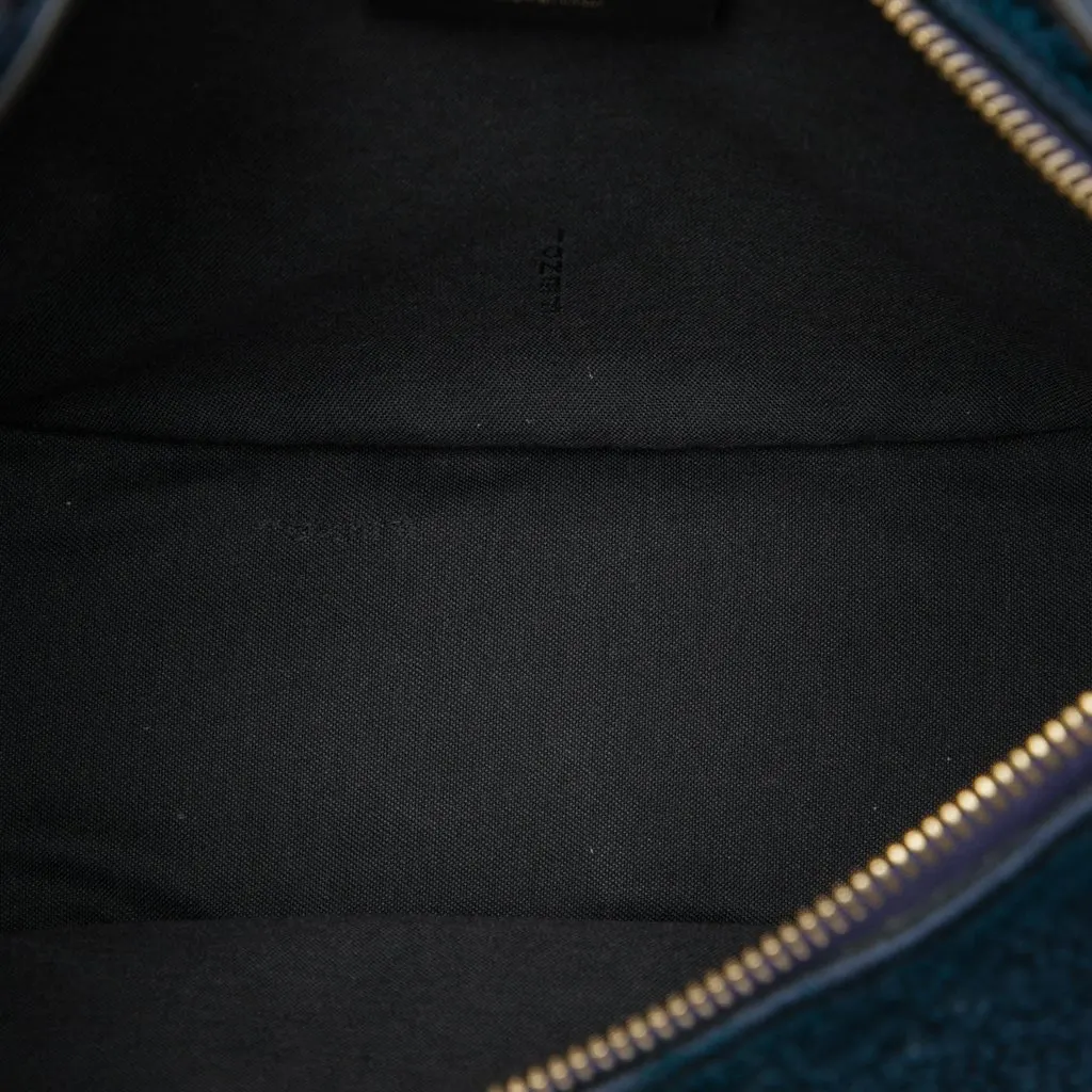 Fendi Small Shearling Fendigraphy Hobo Blue Shearling Very good - Model View