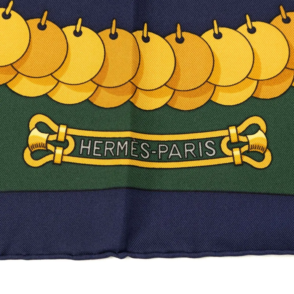 Hermès Kosmima Silk Scarf 90 Green Never worn - Inside View