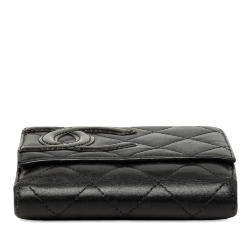 Chanel CC Quilted Lambskin Cambon Ligne Flap Small Wallet Black Leather Very good - Inside View