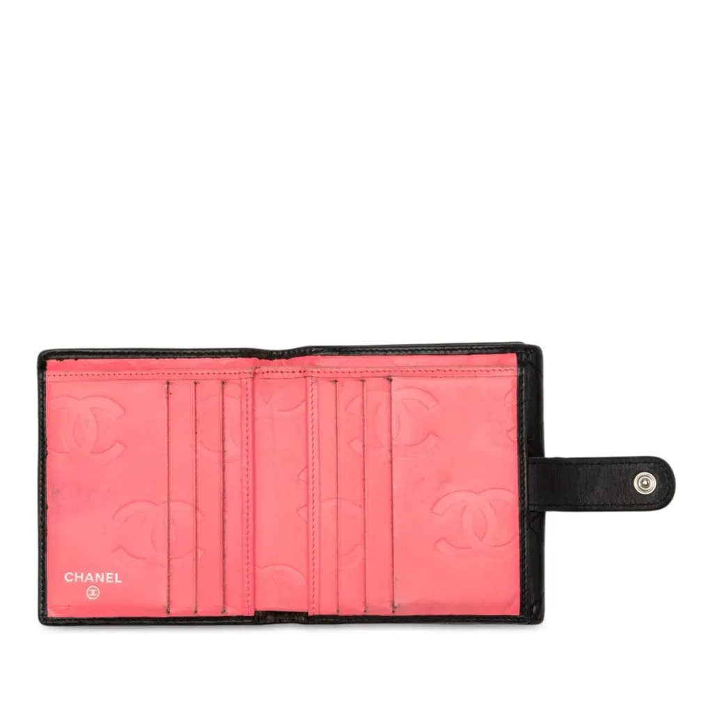 Chanel CC Quilted Lambskin Cambon Ligne Flap Small Wallet Black Leather Very good - Model View
