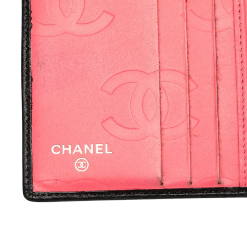 Chanel CC Quilted Lambskin Cambon Ligne Flap Small Wallet Black Leather Very good - Box View