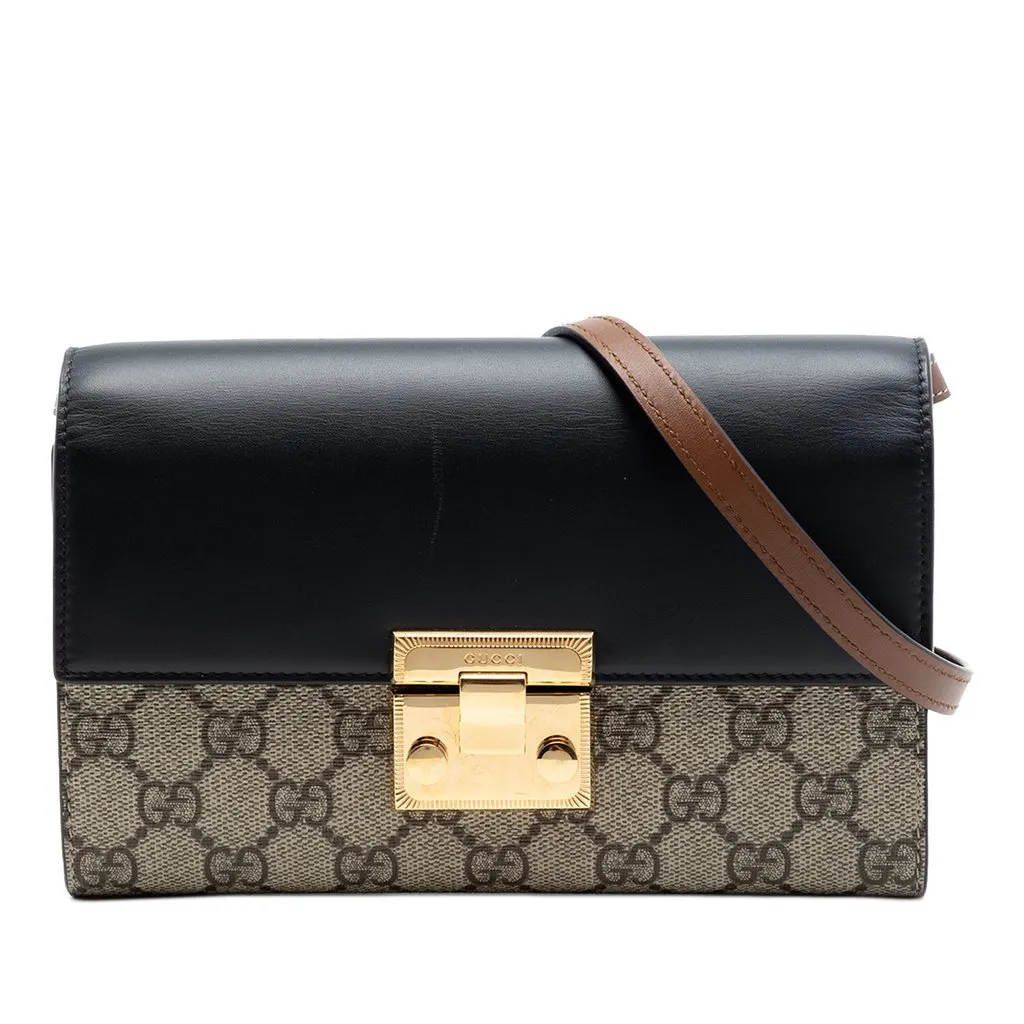 Gucci Small GG Supreme Padlock Wallet on Strap Beige Very good - Front View