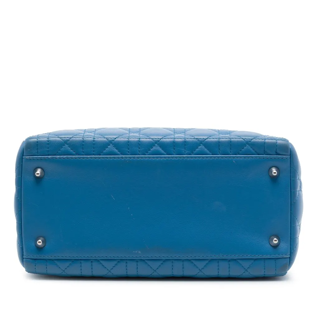 Dior Medium Lambskin Cannage Lady Dior Blue Leather Very good - Inside View