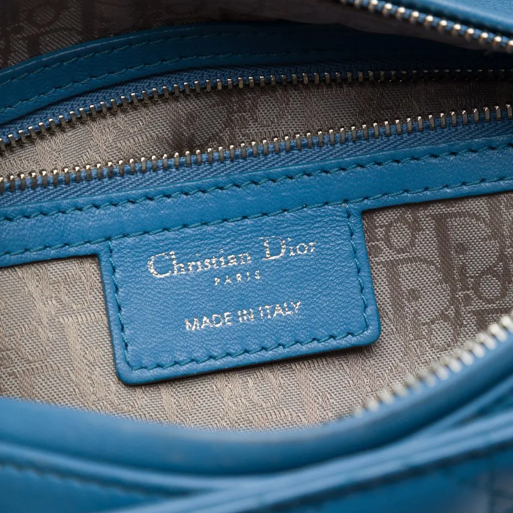 Dior Medium Lambskin Cannage Lady Dior Blue Leather Very good - Box View