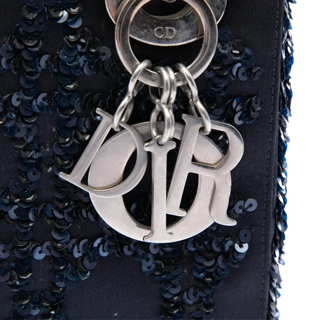 Dior Limited Edition Shanghai Mini Satin Sequin Embellished Lady Dior Blue Very good - Box View