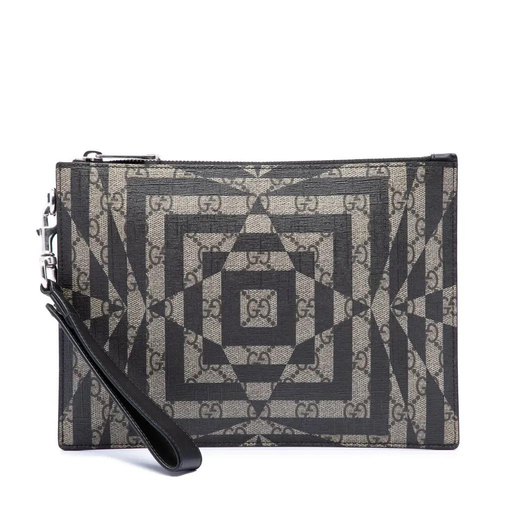 Gucci GG Supreme Caleido Clutch Beige Canvas Very good - Front View