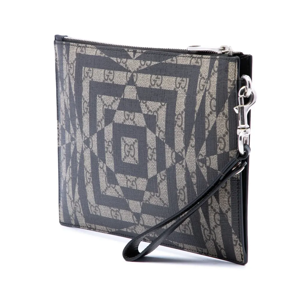 Gucci GG Supreme Caleido Clutch Beige Canvas Very good - Back View