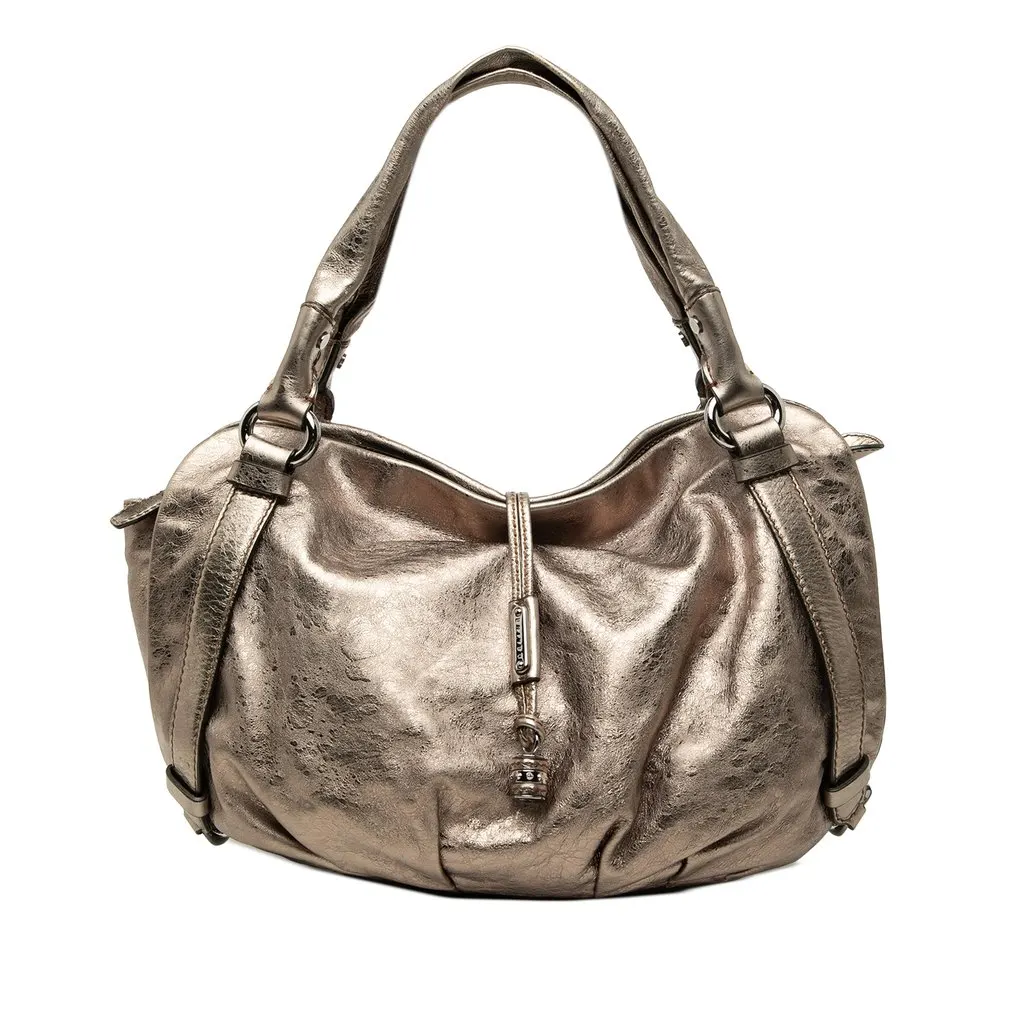 Celine Metallic Calfskin Bittersweet Hobo Gold Leather Very good - Front View