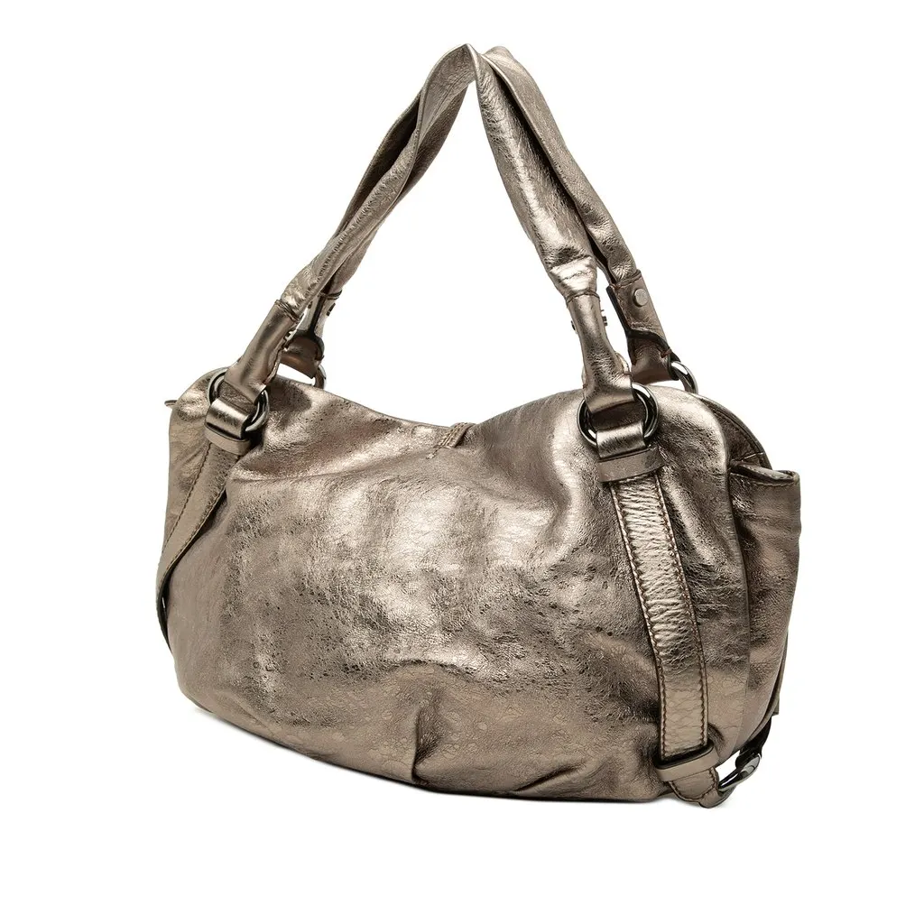 Celine Metallic Calfskin Bittersweet Hobo Gold Leather Very good - Back View