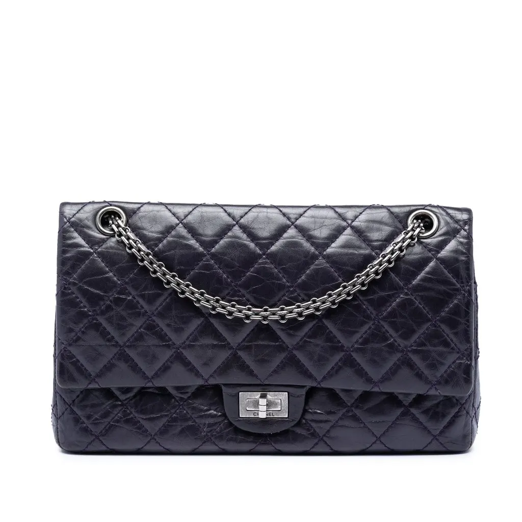 Chanel Quilted Aged Calfskin Reissue 2.55 Double Flap 226 Purple Leather Very good - Front View
