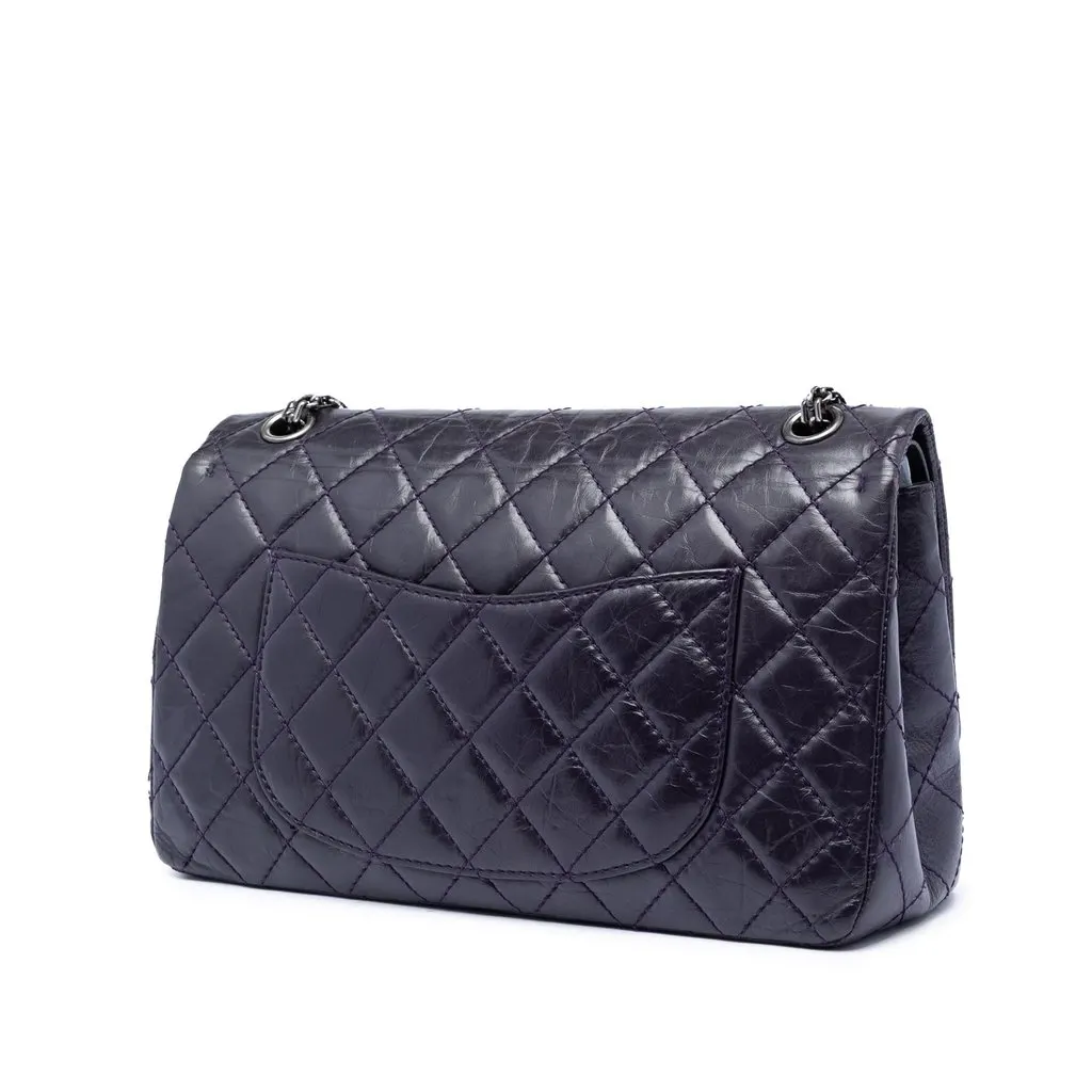 Chanel Quilted Aged Calfskin Reissue 2.55 Double Flap 226 Purple Leather Very good - Back View