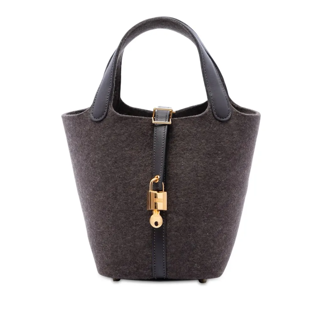 Hermès Felt and Swift Picotin Lock 18 Brown Wool Very good - Front View