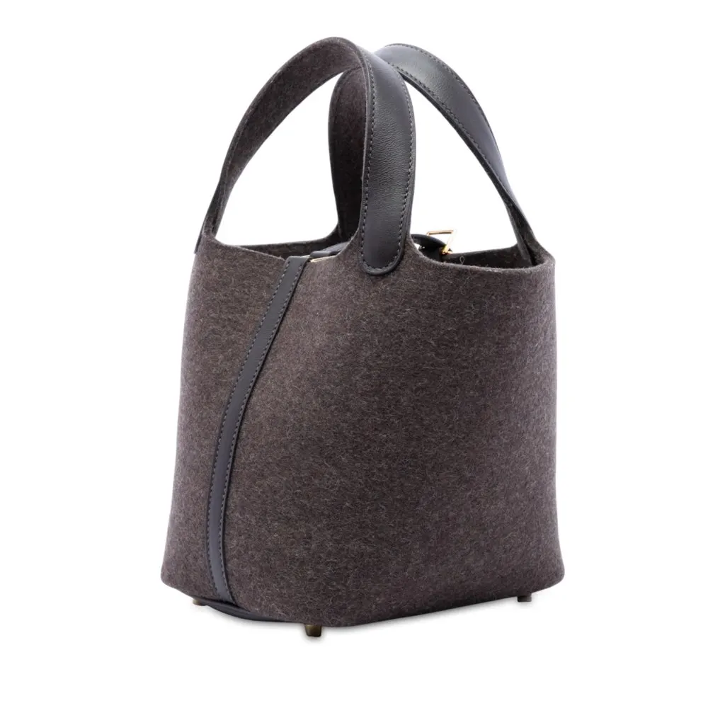 Hermès Felt and Swift Picotin Lock 18 Brown Wool Very good - Back View
