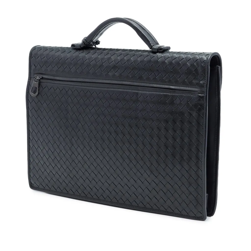 Bottega Veneta Nappa Intrecciato Business Bag Black Leather Very good - Back View