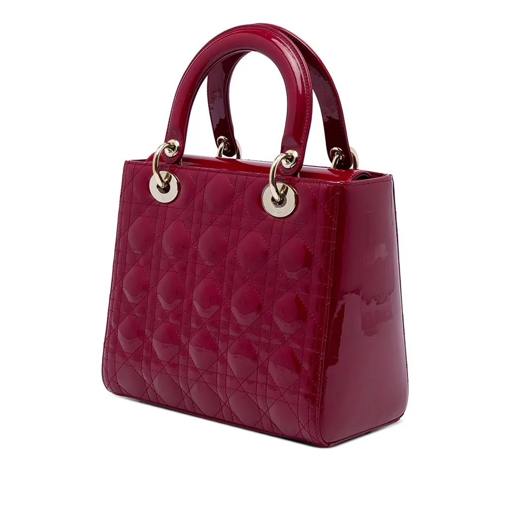 Dior Medium Patent Cannage Lady Dior Red Leather Very good - Back View