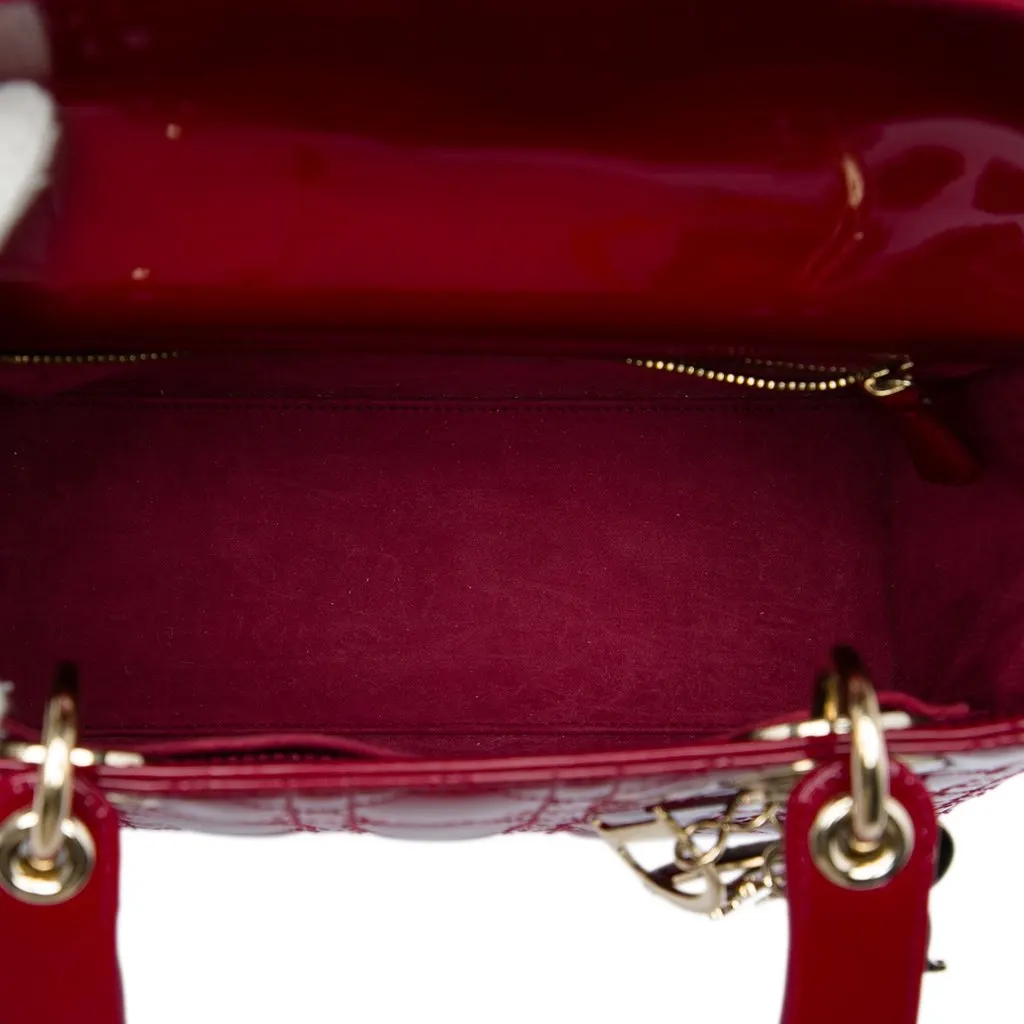 Dior Medium Patent Cannage Lady Dior Red Leather Very good - Model View
