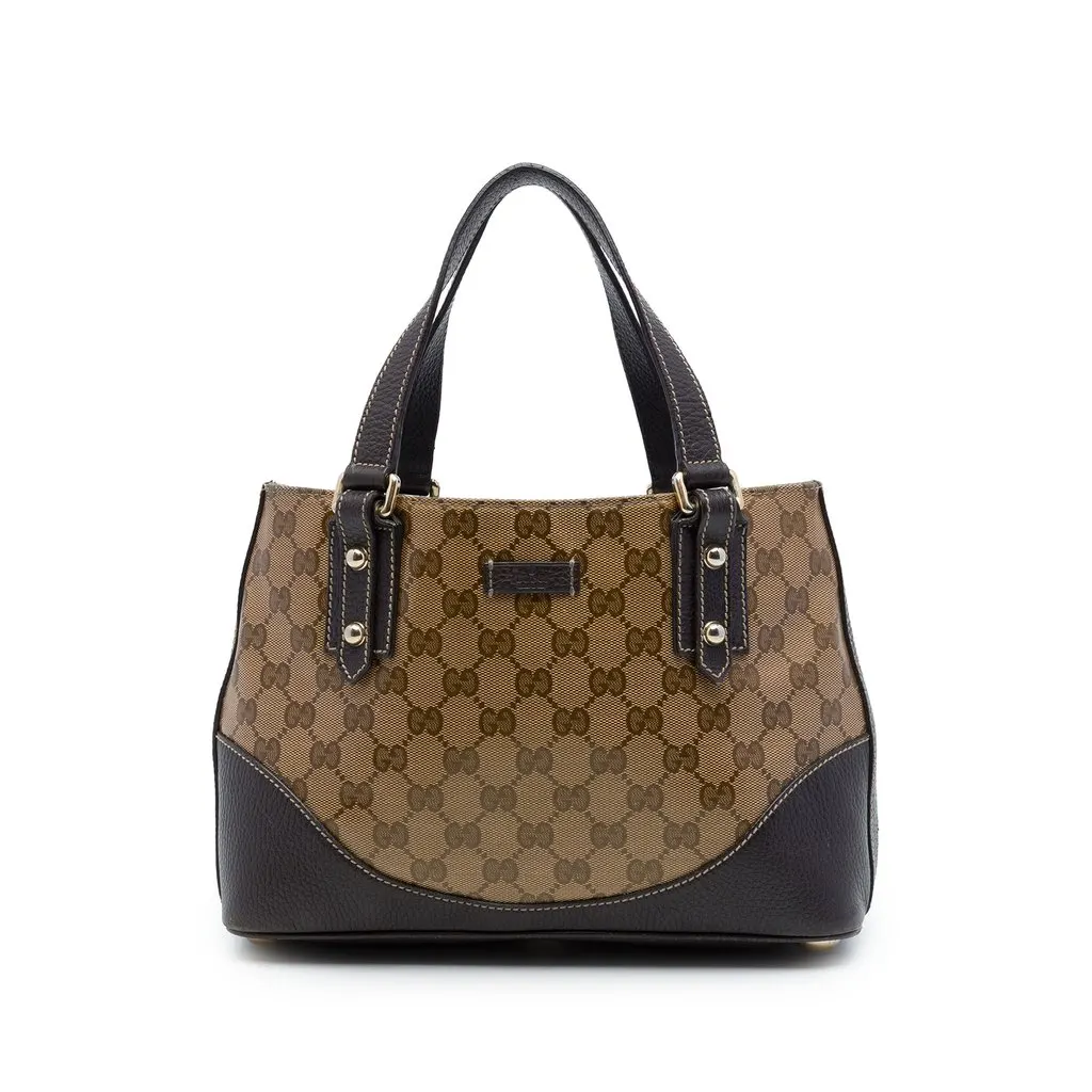 Gucci GG Crystal Handbag Beige Canvas Good - Front View