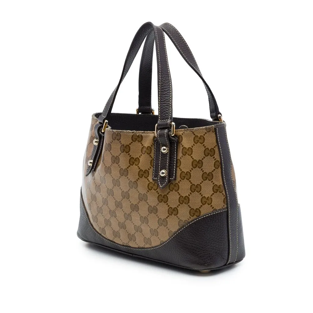 Gucci GG Crystal Handbag Beige Canvas Good - Back View
