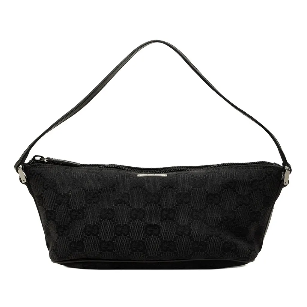 Gucci GG Canvas Boat Black Canvas Good - Front View