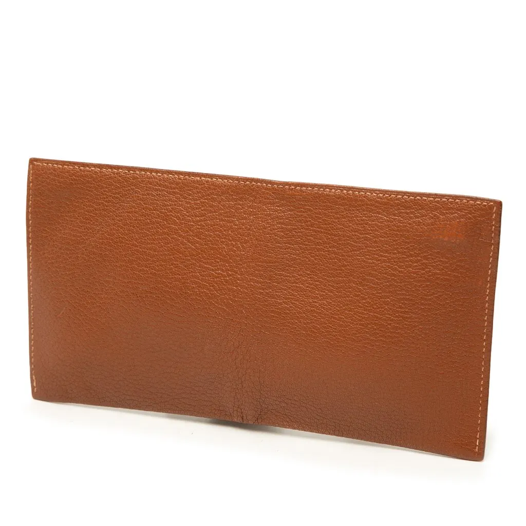 Hermès Chevre Mysore Slim Pouch Brown Leather Very good - Back View