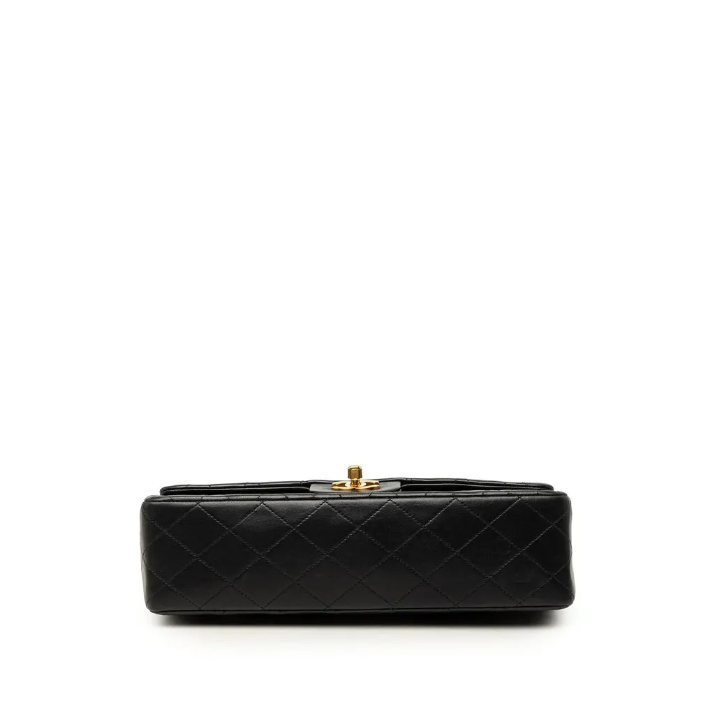 Chanel Medium Classic Lambskin Double Flap Black Leather Good - Inside View