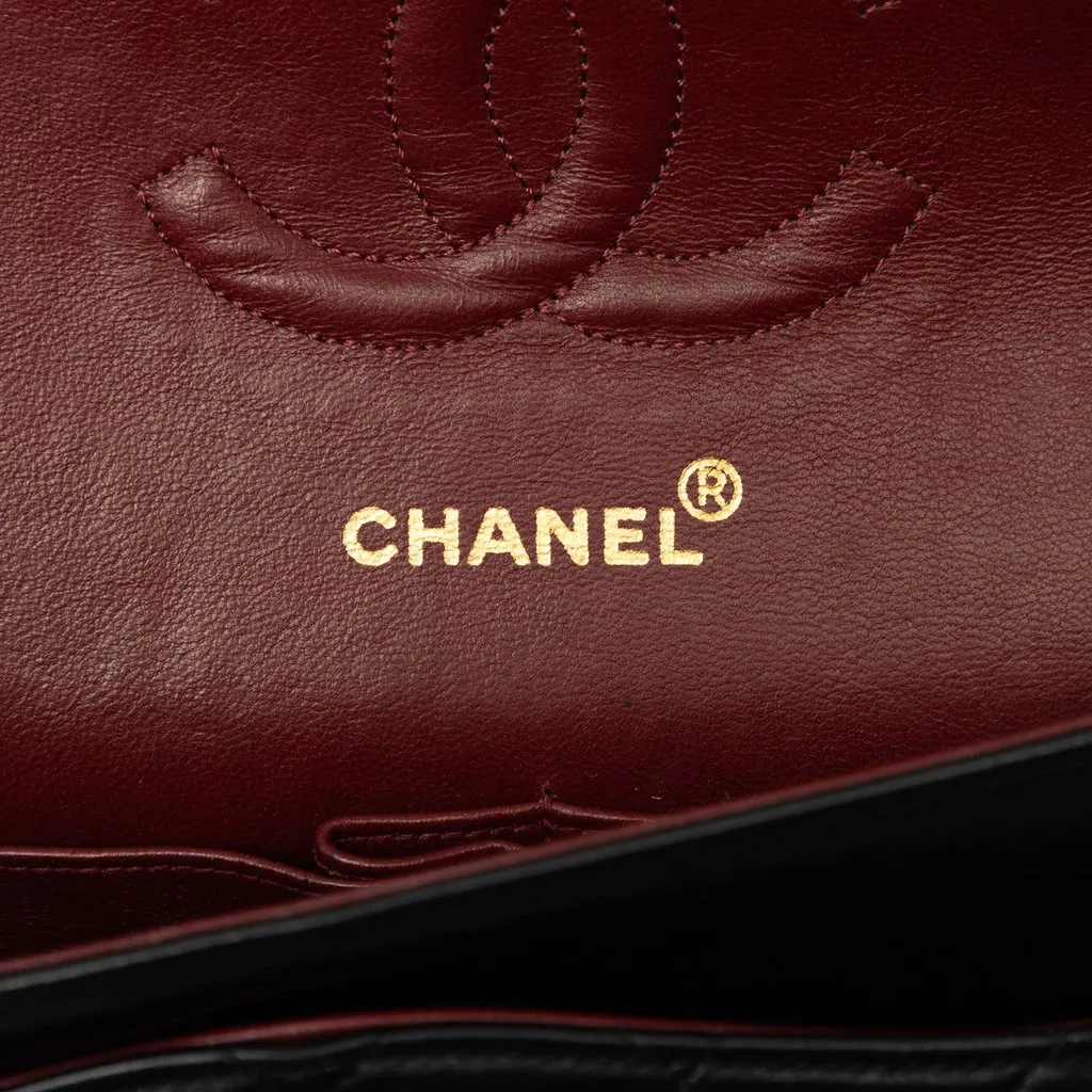 Chanel Medium Classic Lambskin Double Flap Black Leather Good - Box View