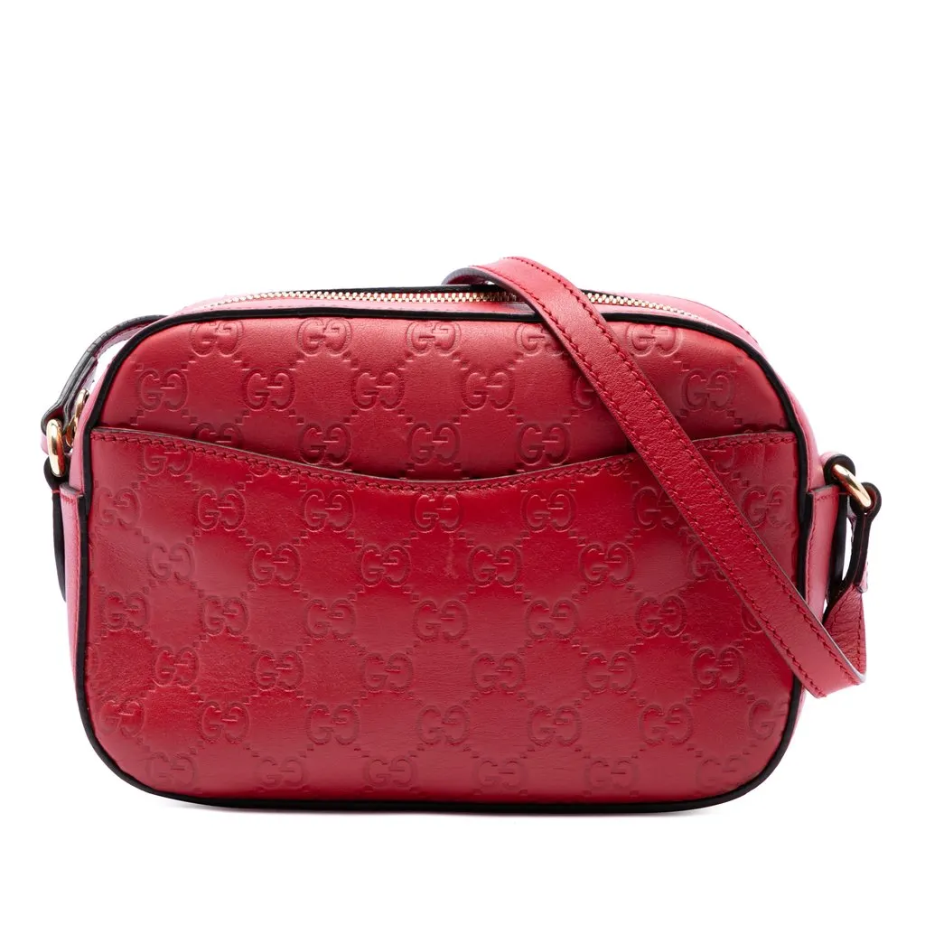 Gucci Guccissima Camera Bag Red Leather Good - Front View