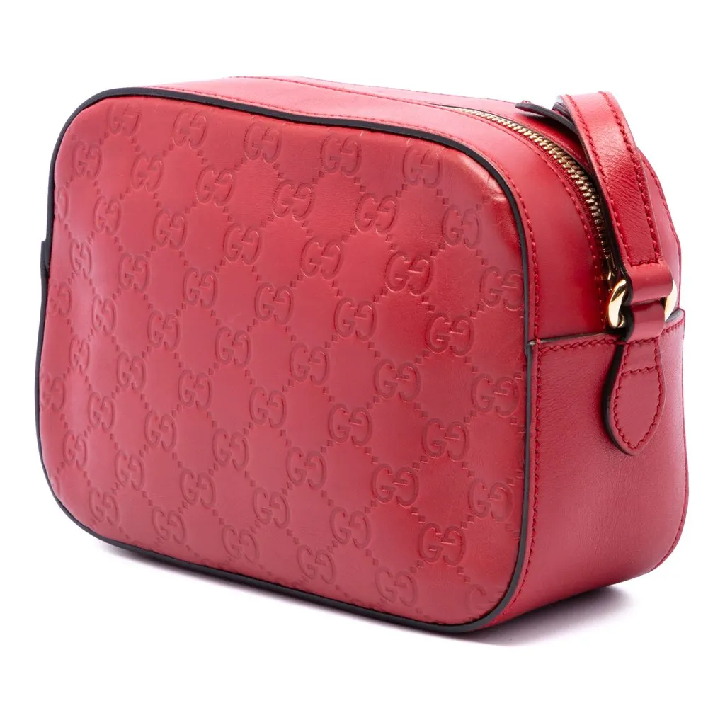 Gucci Guccissima Camera Bag Red Leather Good - Back View