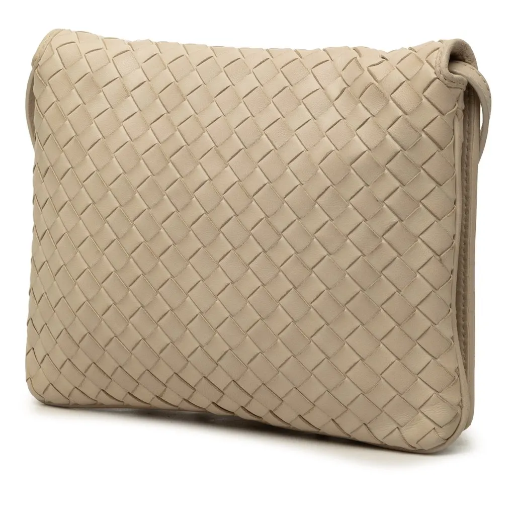 Bottega Veneta Nappa Intrecciato Flap Crossbody Brown Leather Good - Back View