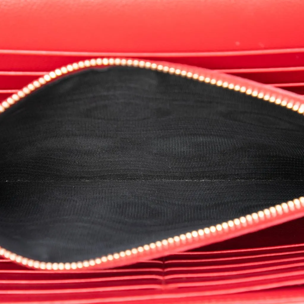 Saint Laurent Grain De Poudre Cassandre Envelope Chain Wallet Red Leather Very good - Model View