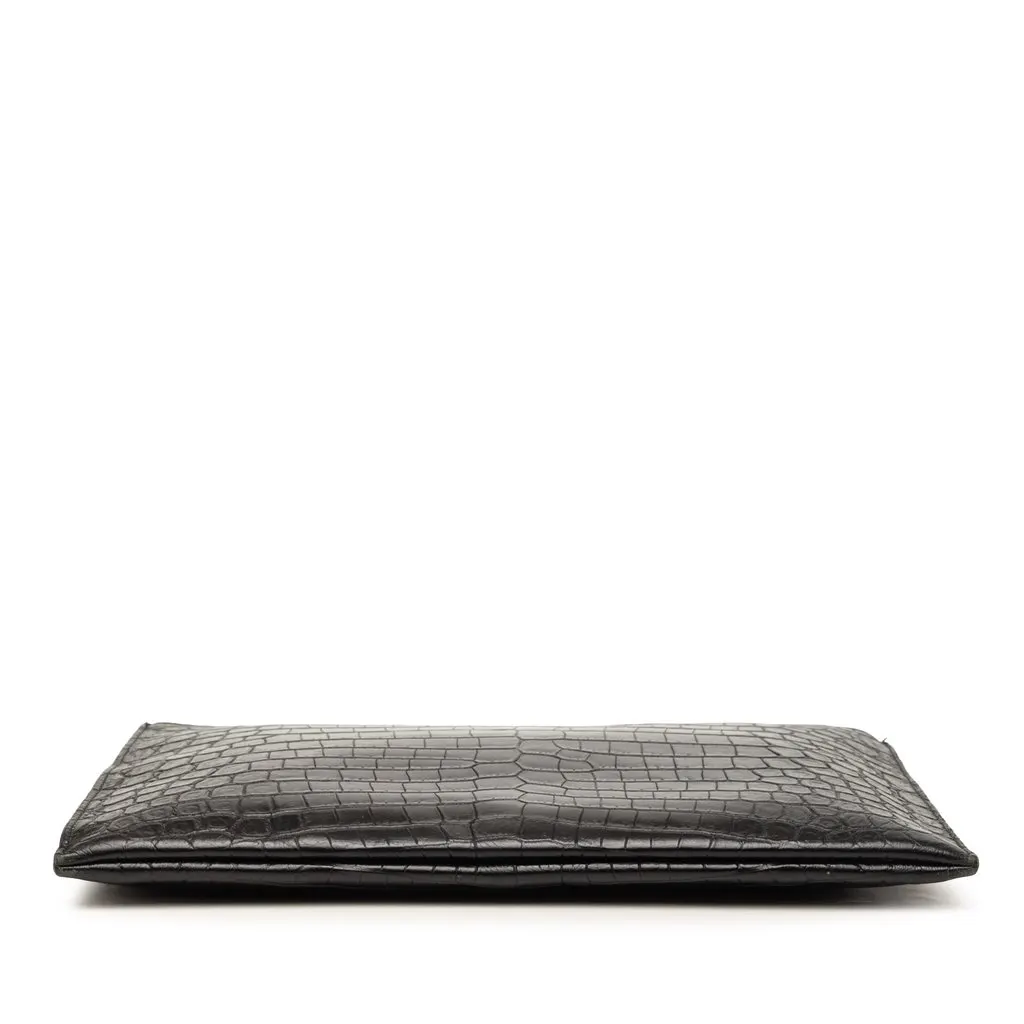 Saint Laurent Crocodile Embossed Leather Zipped Tablet Holder Black Leather Very good - Inside View