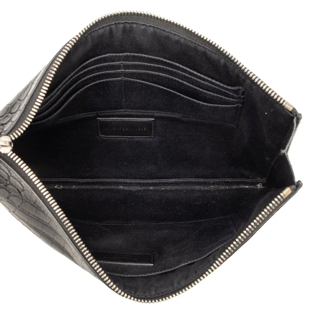 Saint Laurent Crocodile Embossed Leather Zipped Tablet Holder Black Leather Very good - Model View