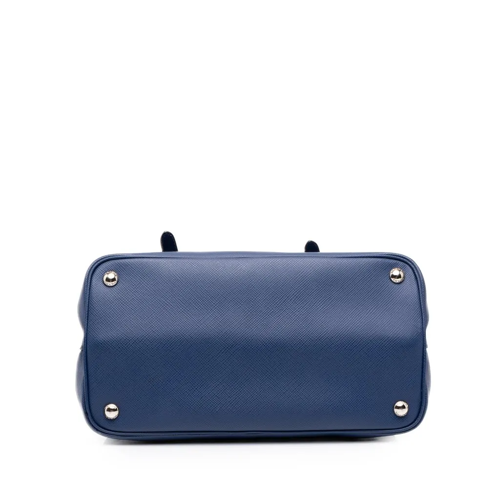 Prada Medium Saffiano Cuir Double Turnlock Satchel Blue Leather Very good - Inside View