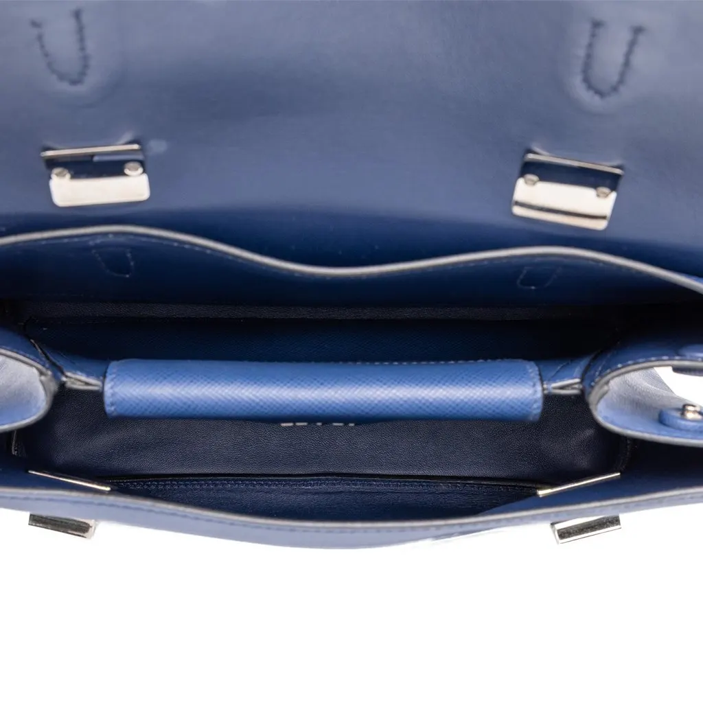 Prada Medium Saffiano Cuir Double Turnlock Satchel Blue Leather Very good - Model View