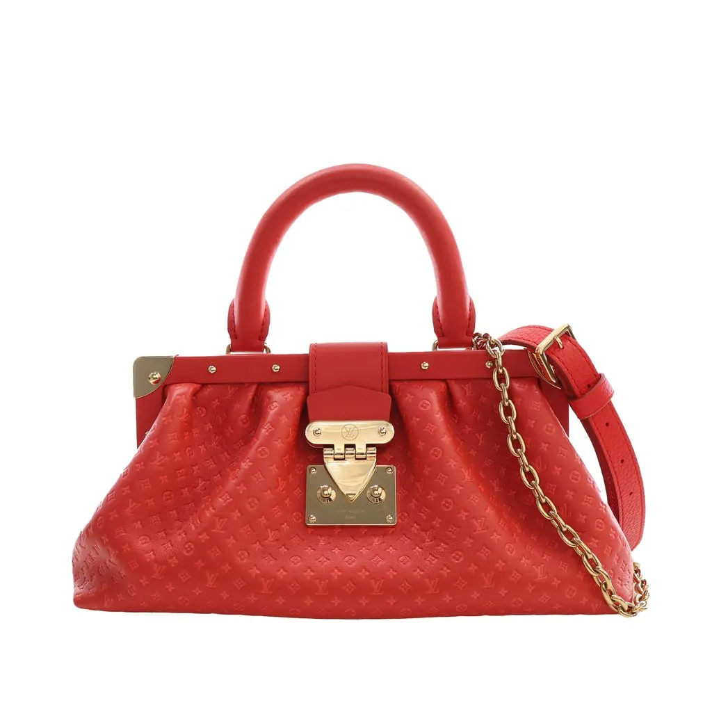Louis Vuitton Embossed Calfskin Nanogram Satchel Red Leather Very good - Front View