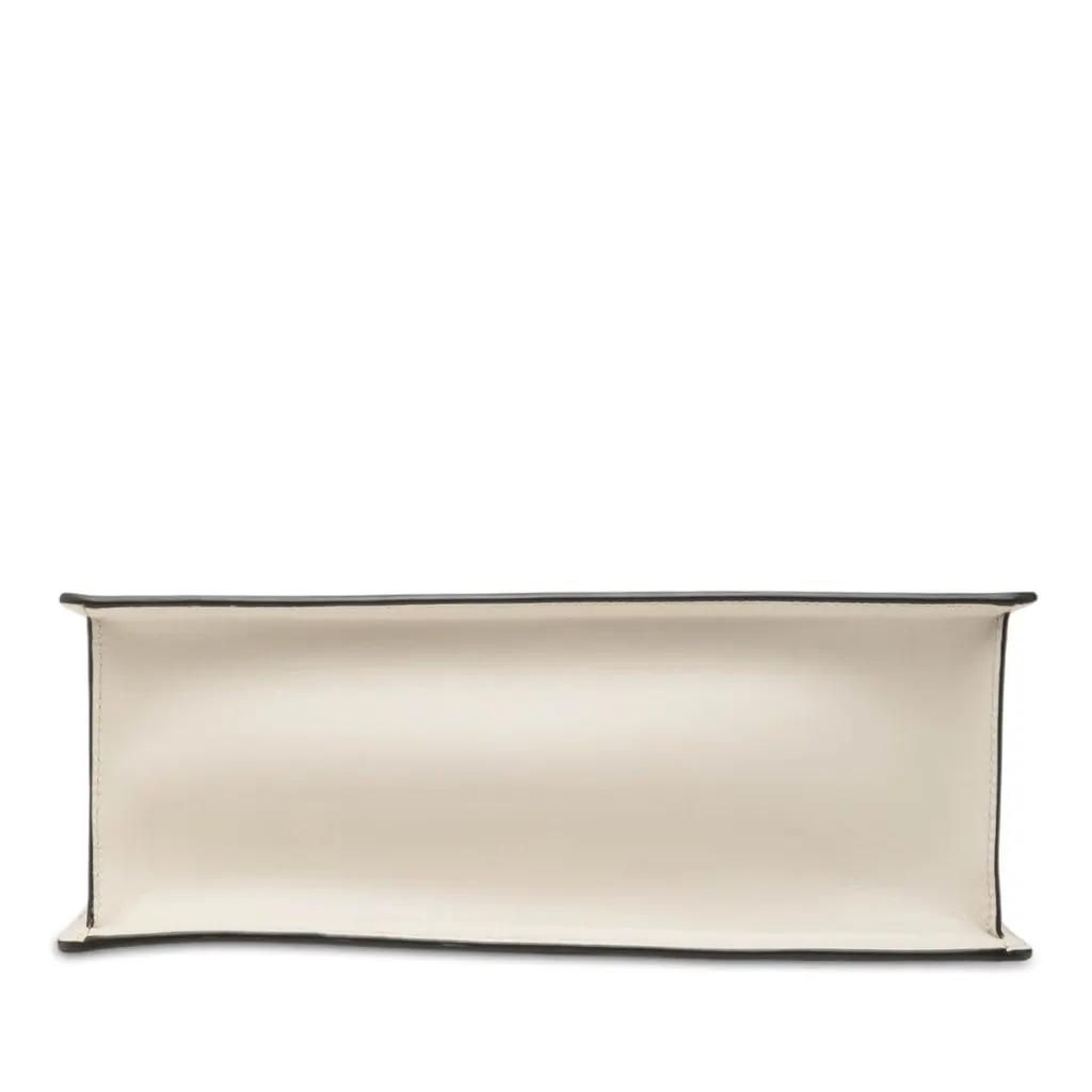 Gucci Medium Calfskin Web Sylvie Top Handle Bag White Leather Very good - Inside View