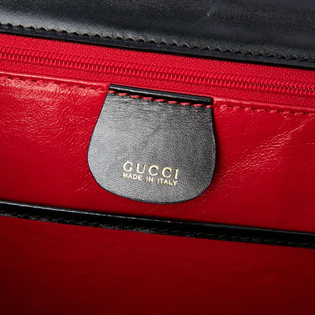 Gucci Small Calfskin Bamboo Top Handle Bag Black Leather Very good - Box View
