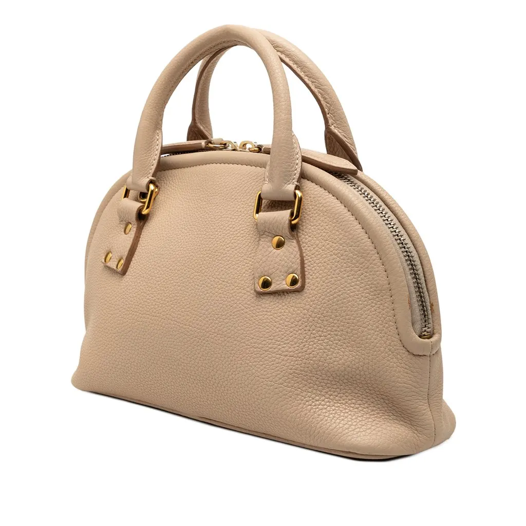 Burberry Small Grained Calfskin Bloomsbury Top Handle Bag Beige Leather Very good - Back View