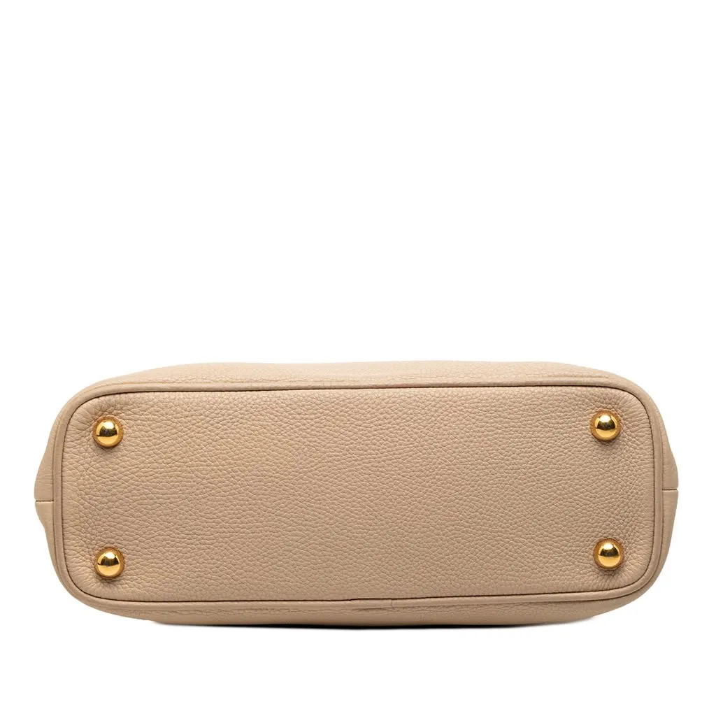 Burberry Small Grained Calfskin Bloomsbury Top Handle Bag Beige Leather Very good - Inside View