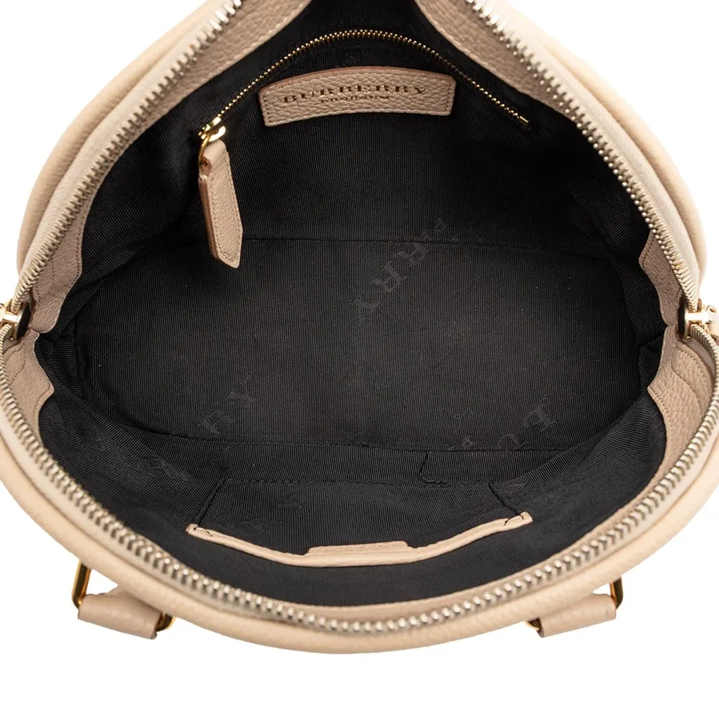 Burberry Small Grained Calfskin Bloomsbury Top Handle Bag Beige Leather Very good - Model View