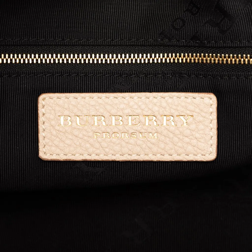 Burberry Small Grained Calfskin Bloomsbury Top Handle Bag Beige Leather Very good - Box View