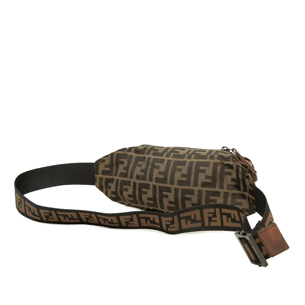 Fendi Zucca Canvas Double Pocket Belt Bag Brown Canvas Good - Back View