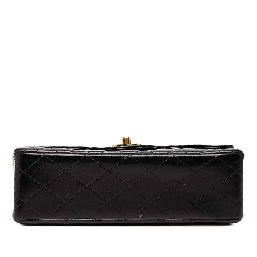 Chanel Small CC Quilted Lambskin Double Flap Black Leather Good - Inside View