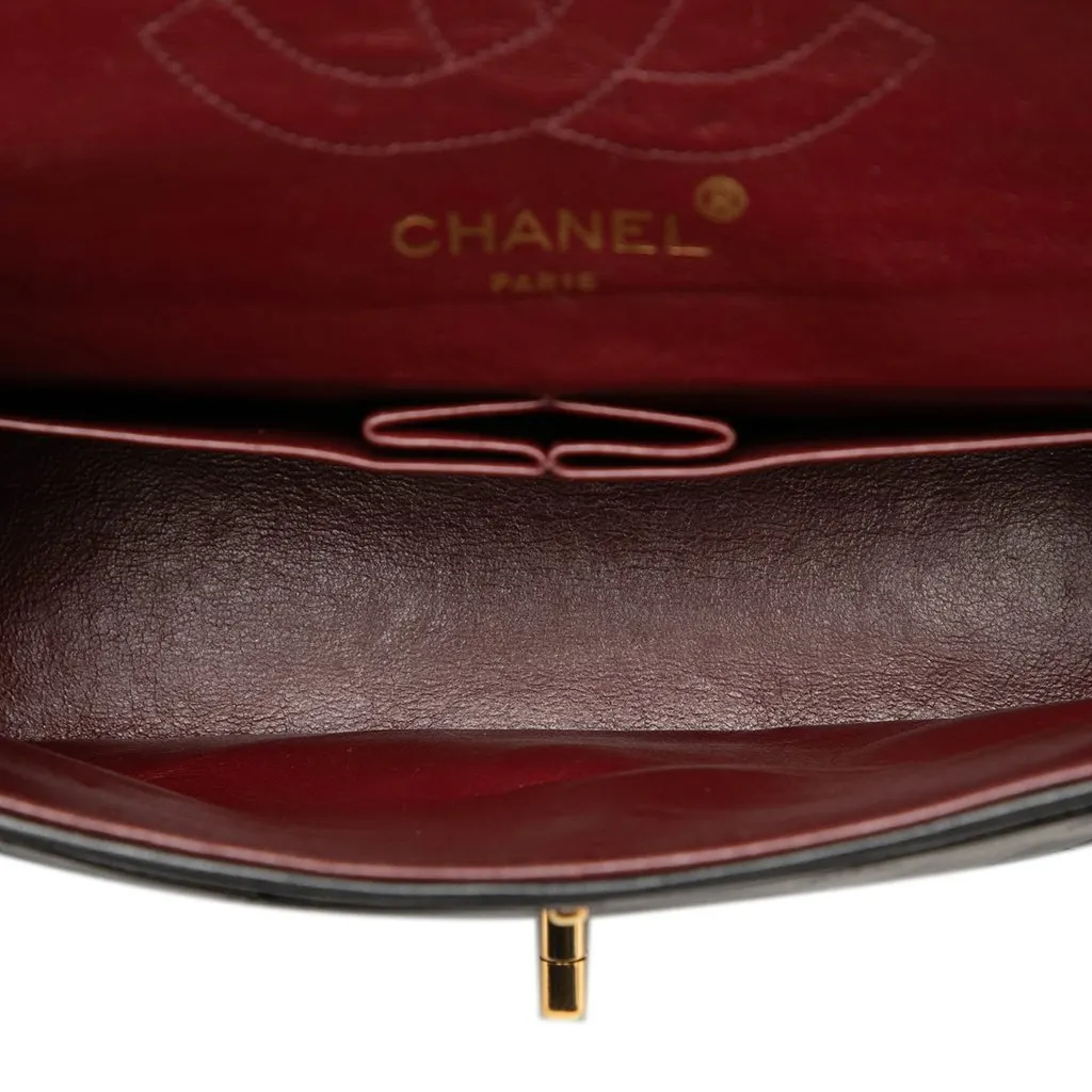 Chanel Small CC Quilted Lambskin Double Flap Black Leather Good - Model View