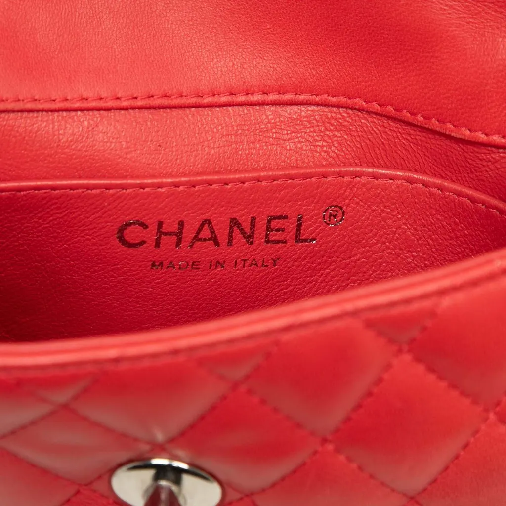 Chanel Extra Mini Rectangular Classic Lambskin Single Flap Red Leather Good - Box View