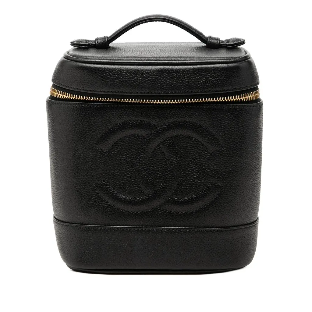Chanel CC Caviar Vanity Bag Black Leather Very good - Front View