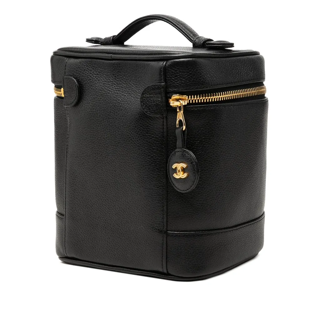Chanel CC Caviar Vanity Bag Black Leather Very good - Back View