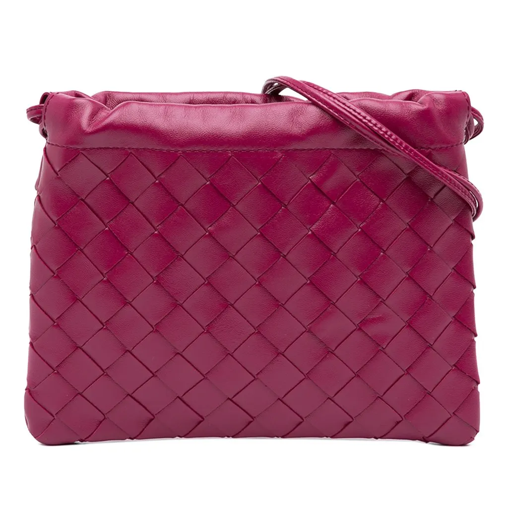 Bottega Veneta Small Nappa Intrecciato Dustbag Drawstring Crossbody Purple Leather Good - Front View