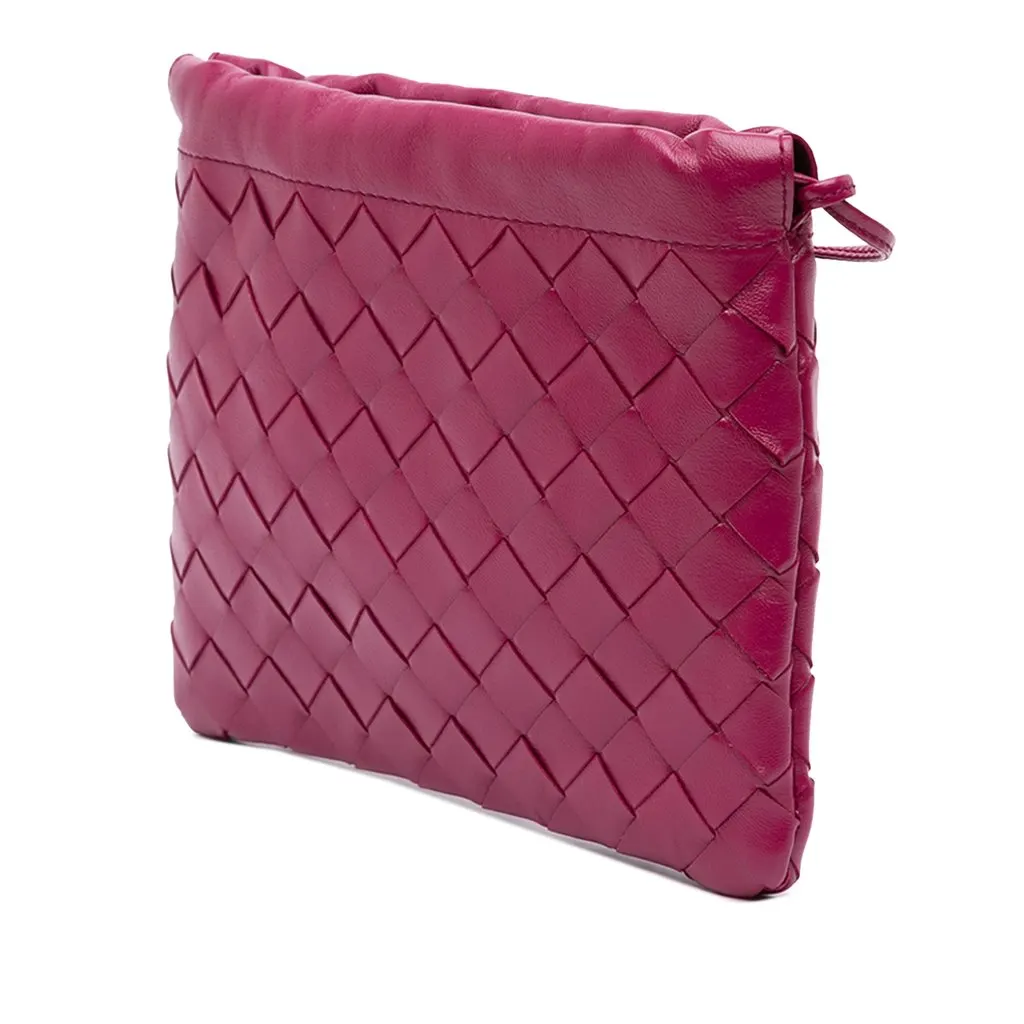 Bottega Veneta Small Nappa Intrecciato Dustbag Drawstring Crossbody Purple Leather Good - Back View